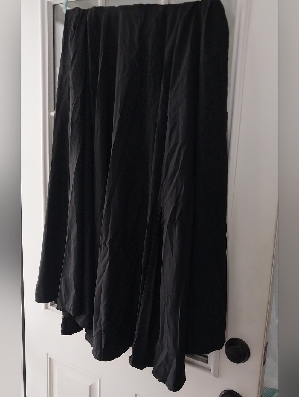 Flowy Black A-Line Whimsigoth Maxi Skirt with Pockets & Back Tie Bow 2X EUC